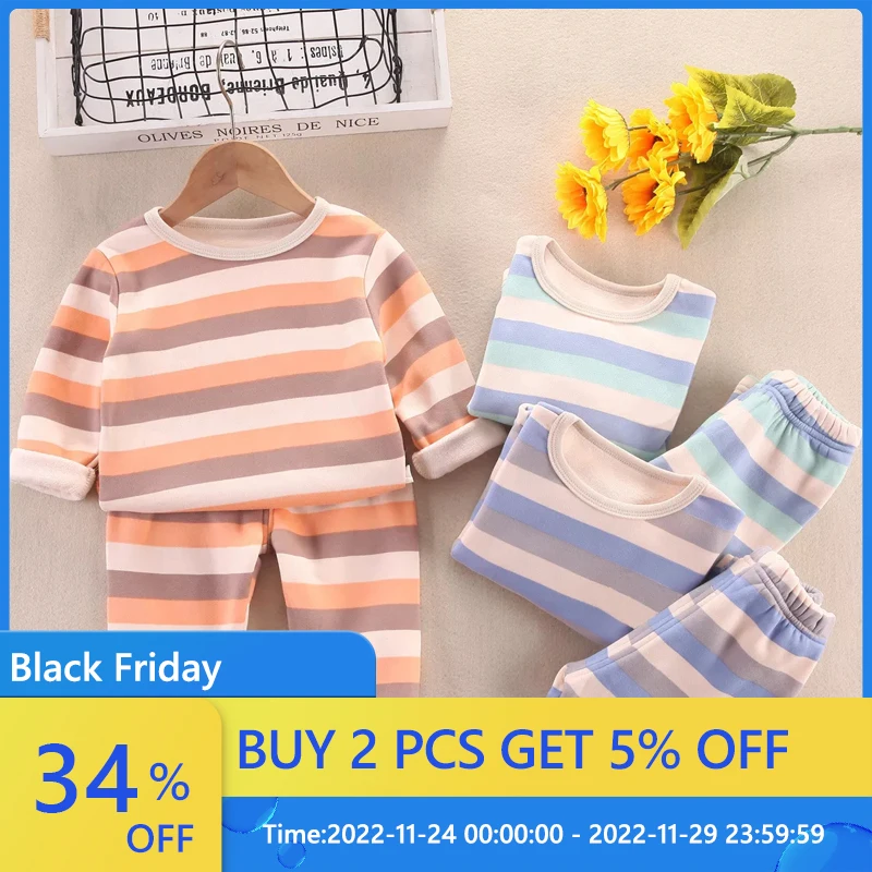 

2022 Winter Baby Boy Children's Pajamas For 1-5 Years Girls Christmas Sleepwear 2-piece Set Kids Warm Underwear Pajamas Outfits