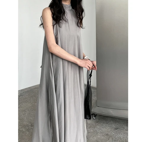 2025 хорошее качество, женское летнее длинное платье в стиле бохо, элегантное платье макси без рукавов со шнуровкой сзади, Vestidos, одежда