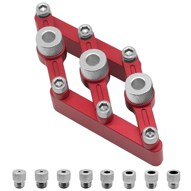 

1Set Self Centering Dowelling Jig Woodworking Hole Drill Guide Aluminum Alloy With 3-10Mm Drill Sleeves