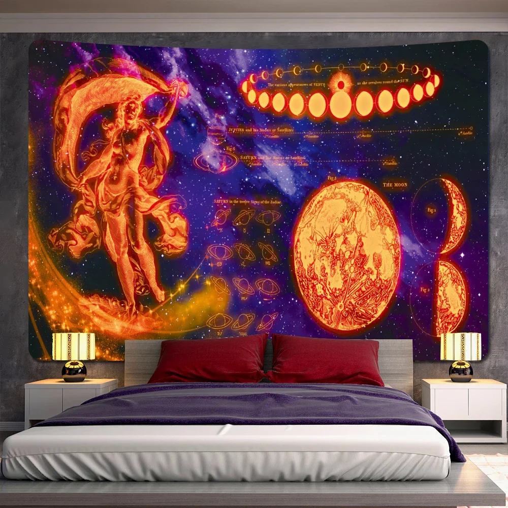 Гобелен для домашнего декора украшение на стену в стиле хиппи с принтом солнца