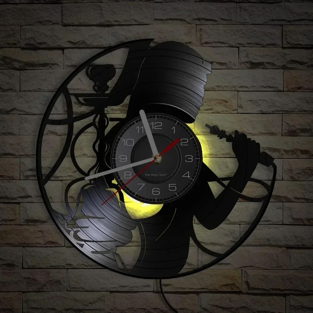 Настенные часы с виниловой пластиной для кальяна художественное искусство на