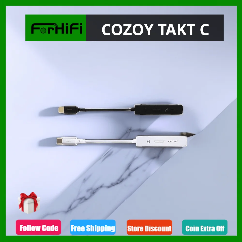 

COZOY TAKT C SABRE9018Q2C Portable DAC Amp 32Bit/384Khz DSD HiFi Decoder Amplifier Type C/USB C 3.5mm TRS Connector