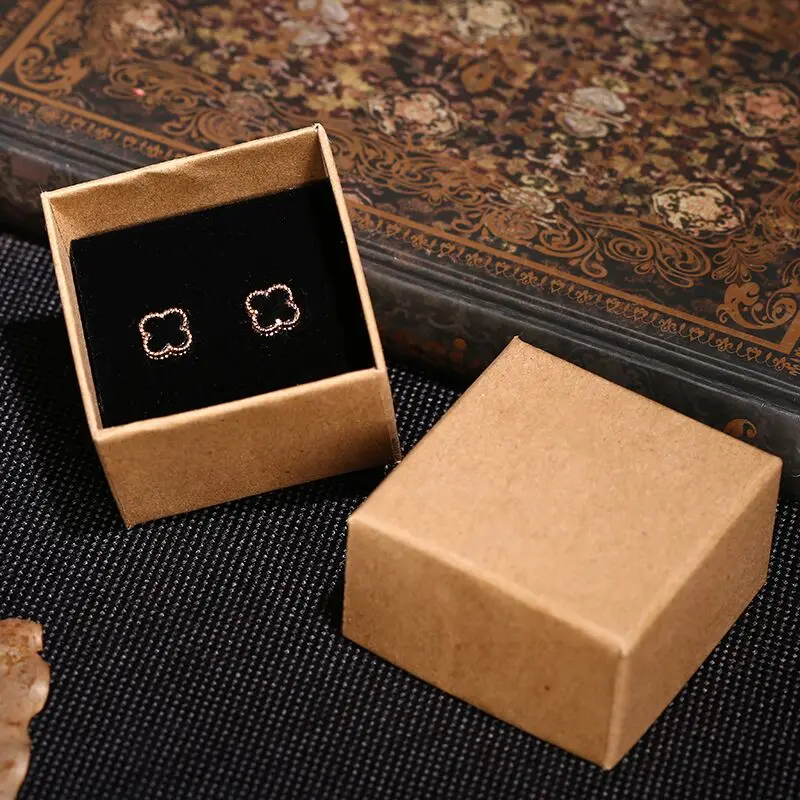 

24Pcs Travel Accessories Kraft Paper Jewelry Organizer Gift Box 5x5cm Handmade Ring Earring Pendant Can Custom Your Logo Name