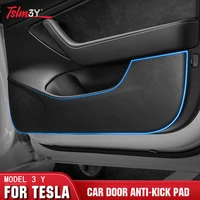 4pcs car interior door anti kick pad for tesla model 3 y 2021 2022 auto anti dirty proctective stickers carbon trim accessories