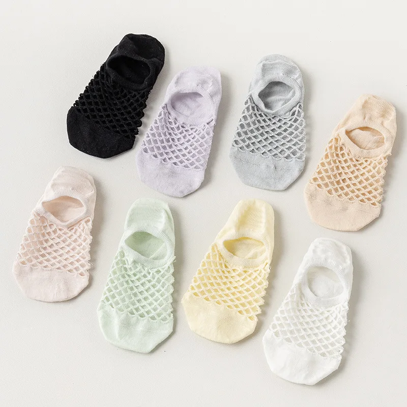 Woman Cotton Short Socks Summer Ultra-thin Breathable Fishnet Sock Casual Mesh Solid Color Girl Sox Calcetines De Seda Mujer