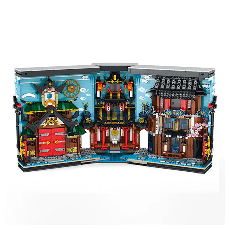 

The Japanese Traditional Architecture Bookend MOC 66029 House Buliding Bricks Street View Model Blocks Toy Gift For Kids Boys