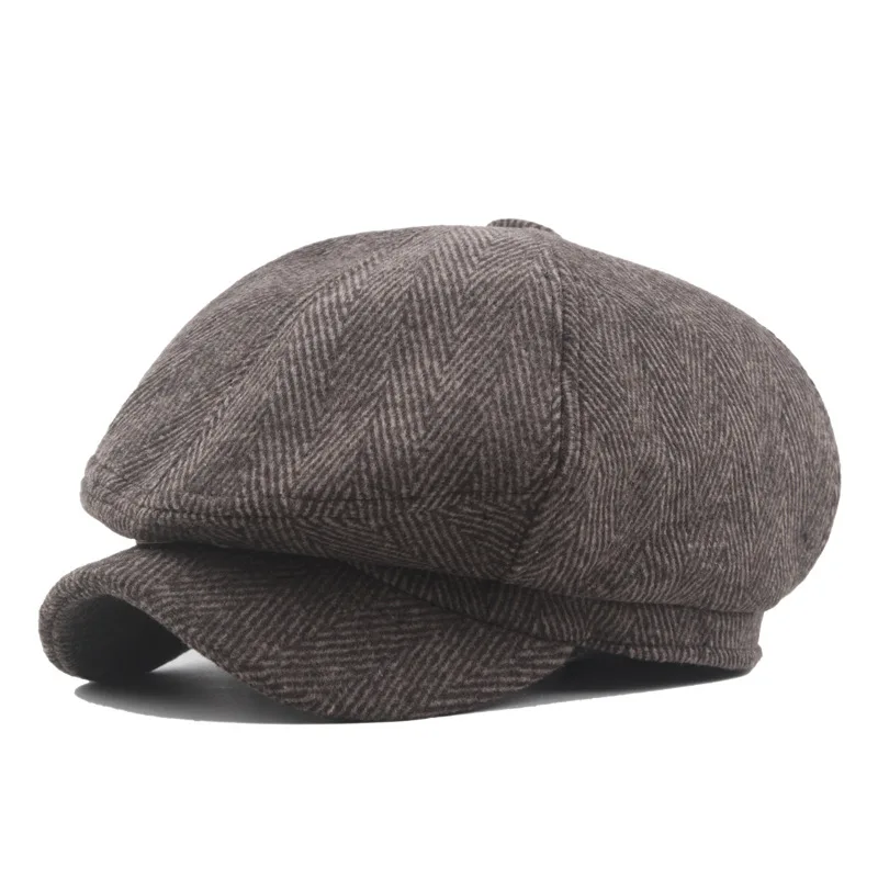

Men's Wool Blend Newsboy Flat Cap Herringbone Tweed Hat Beret Irish Cabbie Gatsby Tweed Ivy Free Shipping