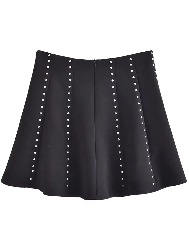 Юбка-мини женская плиссированная с завышенной талией и шипами - купить по