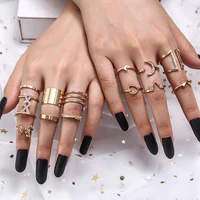 13pcs set summer finger ring for women stainless steel multilayer hollow fashion jewelry love butterfly star moon gothic gift