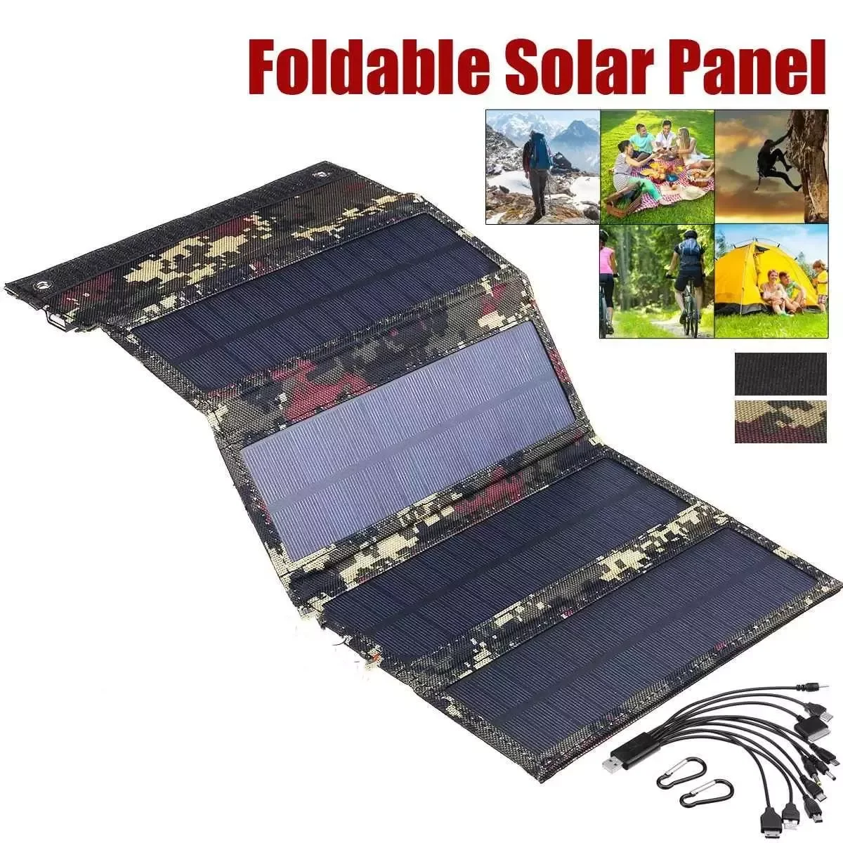 

NEW2023 100W Folding Solar Panel 5V Solar Cell Portable Sun Waterproof Foldable USB Port Charger Mobile Bank for