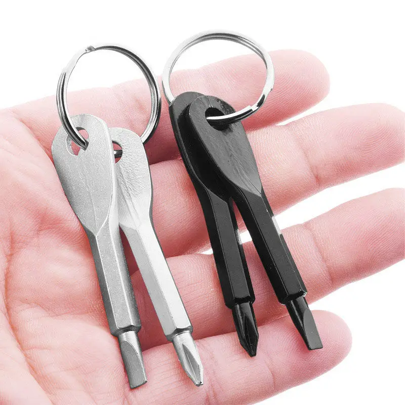 

Portable Screwdriver Fine Cast Steel Mini Cross Word Multi-function Tool Outdoor Practical Keychain Small Screwdriver