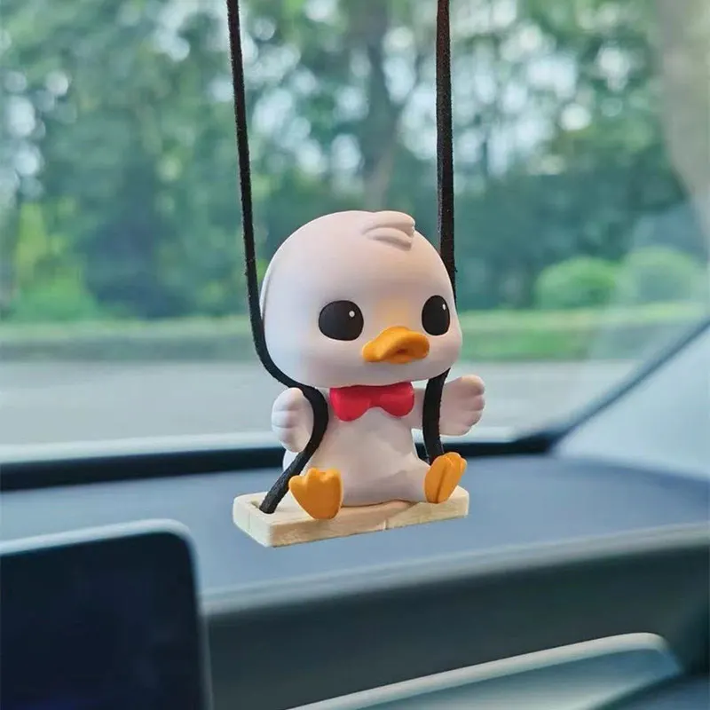 

2022 Swing Duck Car Pendant Funny Swing Duck Car Hanging Ornament Car Rear View Mirror Pendant Cute Duck Car Decoration
