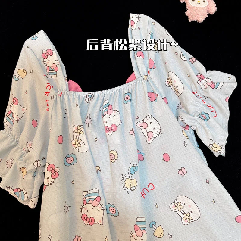 Милая пижама Hello Kitty летняя новая Пижама с коротким рукавом для женщин женская