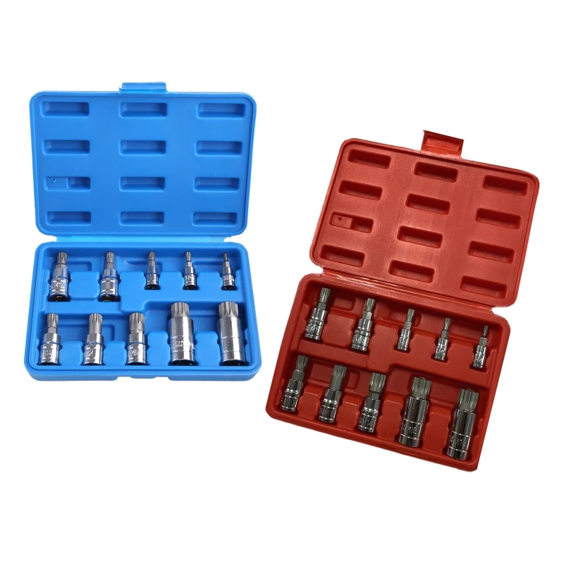 

10 Pieces XZN 12 Point Triple Square Spline Bit Socket Set Tamper Proof with for CASE Automotive Tool Kit High Hardness