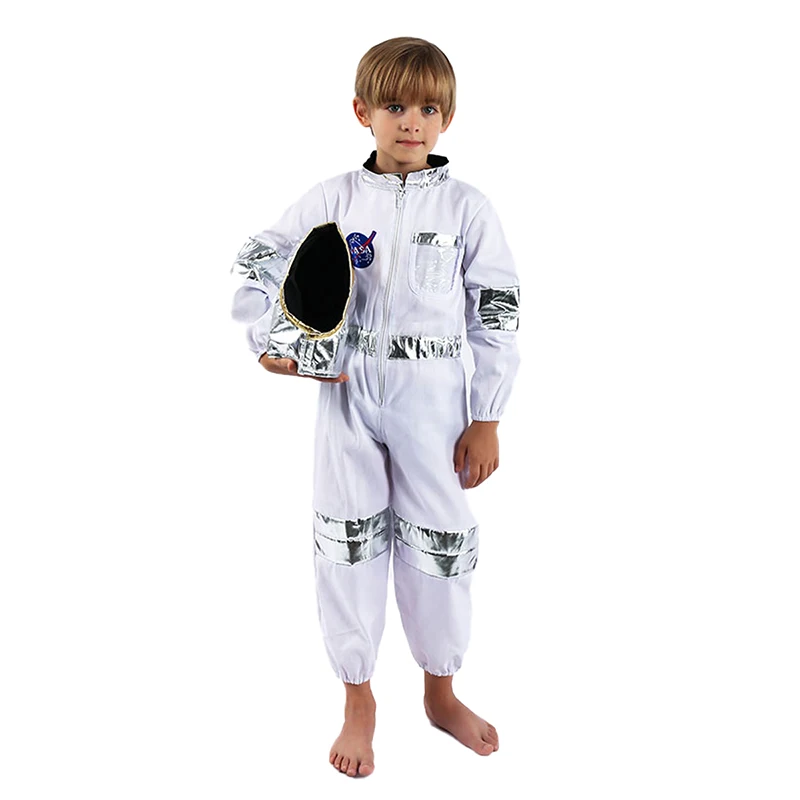 

Astronaut Costume Kids Halloween Cosplay Space Suit Boys Girls Carnival Party Spaceman Pilot Jumpsuit Role-playing