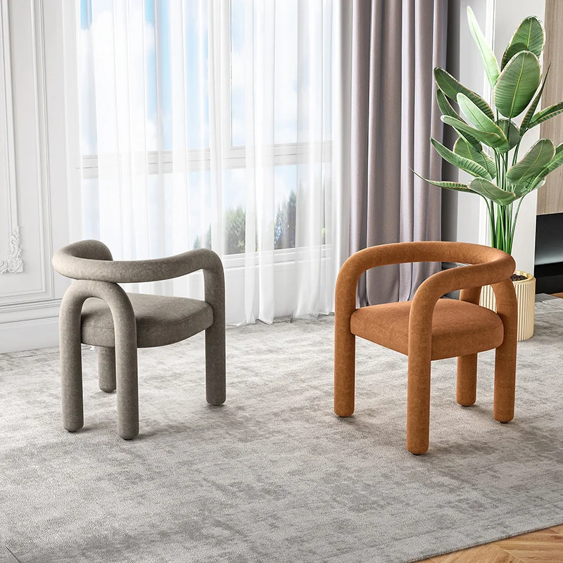 Scandinavian Designer Creative Curved Hotel Homestay Cashmere Dining Chair Model Room Backrest Leisure Furniture