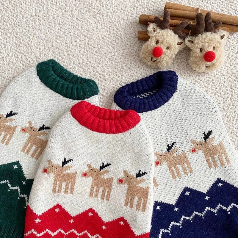 Pet Christmas Clothes Autumn Winter Medium Small Dog Cat Knitted Sweater Warm Wool Kitten Puppy Fashion Pullover Chihuahua Pug