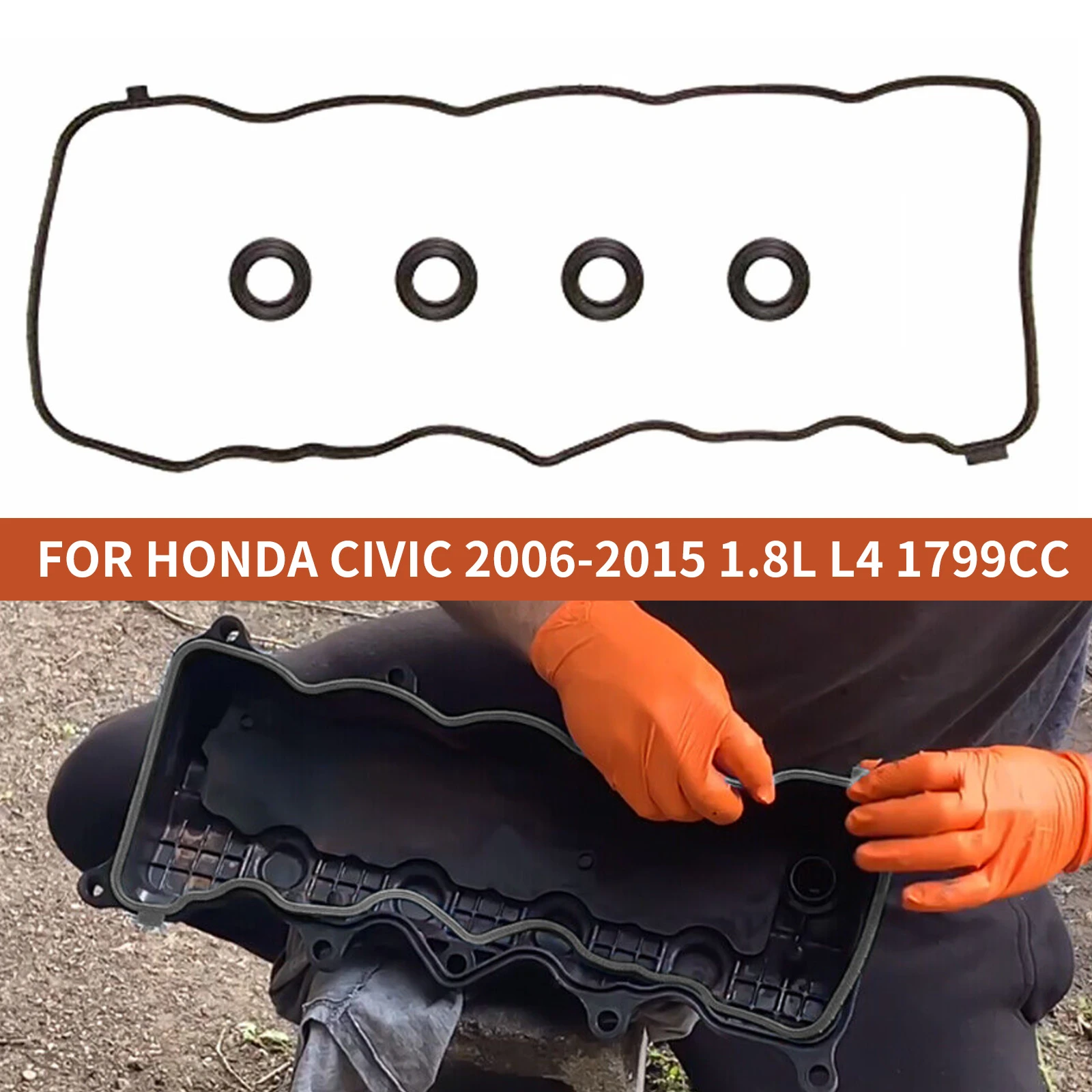

1 Set Engine Valve Cover Gasket Set VS50741R AVC160S for Honda Civic 2006-2015 1.8L L4 Rubber Direct Replacement Engine Parts