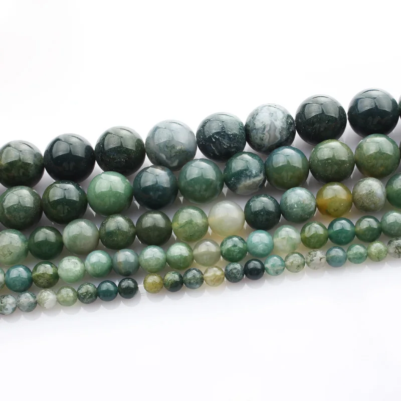 

1Strands 15"(37~38cm) Round Natural Dark Green Agate Stone Rock 4mm 6mm 8mm 10mm 12mm Beads Lot for Jewelry Making DIY Bracelet