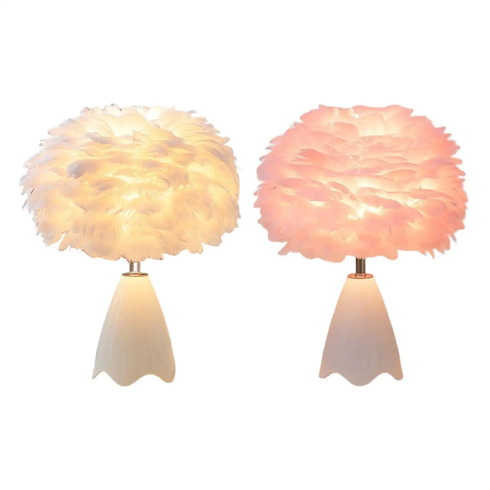 

Feather Table Lamp Romantic Nordic Warm White LED Desk Lamp Night Light Elegant Ceramic Base for Bedside Bedroom Foyer Decor