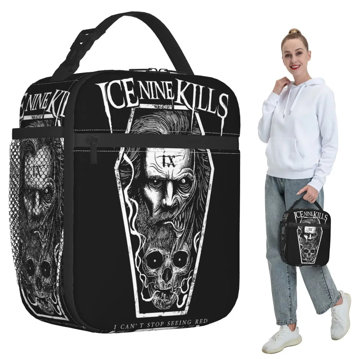 Фото Изолированная сумка для обеда Michele Nolli Ice Nine Kills для детей, школьный холодильник, термосумка для еды, портативная коробка для завтрака, контейнер №1