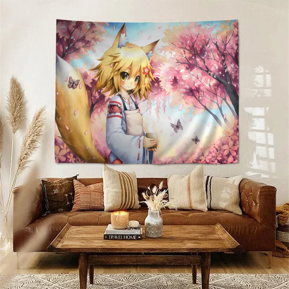 Полезный Лисий Сенко-сан DIY настенный гобелен хиппи цветок настенные ковры Декор