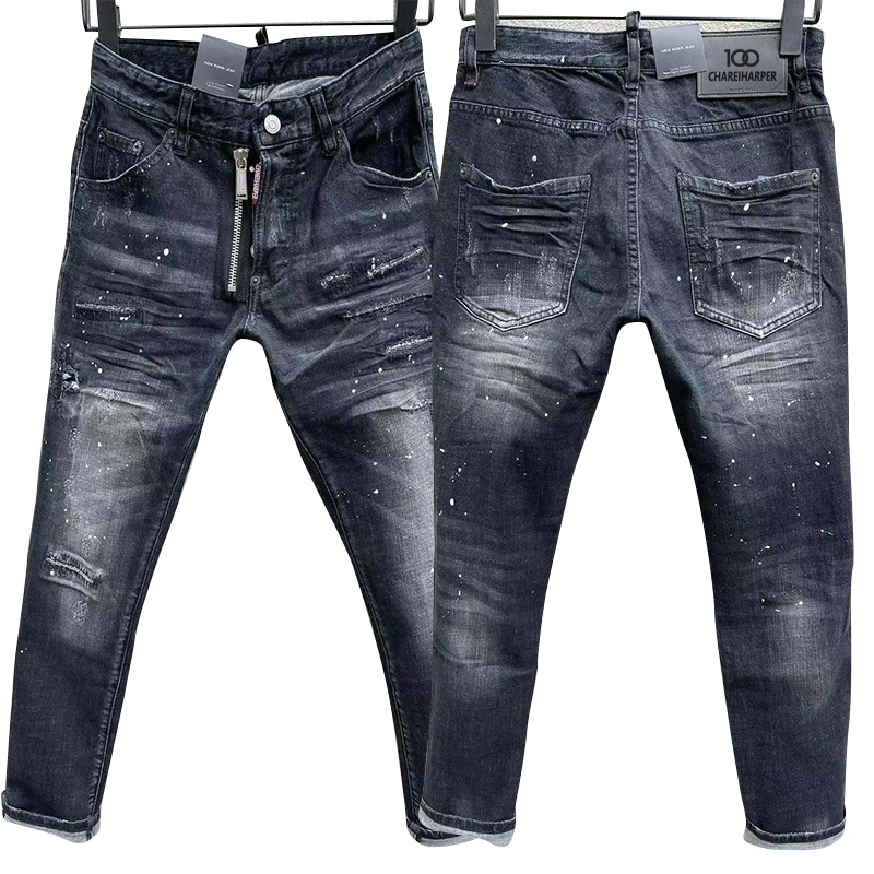 Новинка 878 эластичные мужские джинсы chareiharпер с рисунком обтягивающие синие