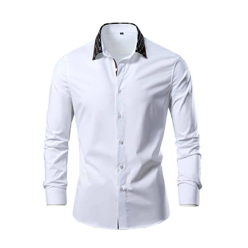 

2023 New Solid Color Fashion Handsome Business Men Commuting Youth Long-sleeved Shirt Outside A Tide -3D Style Shirt for Men
