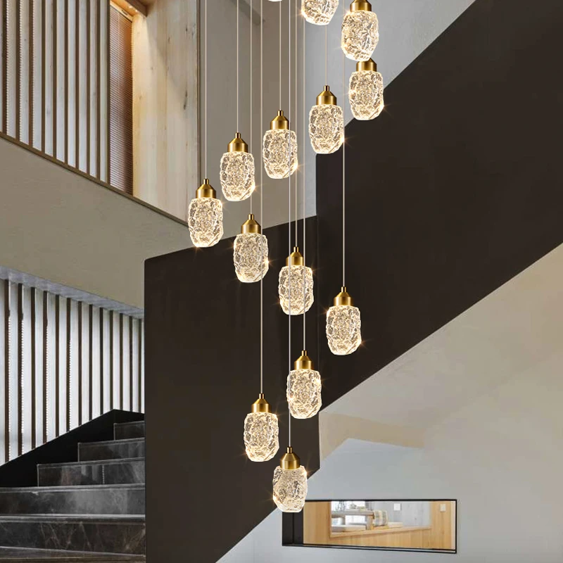 Хрустальная люстра LEDcrystal золотого цвета современная роскошная вилла лампа для