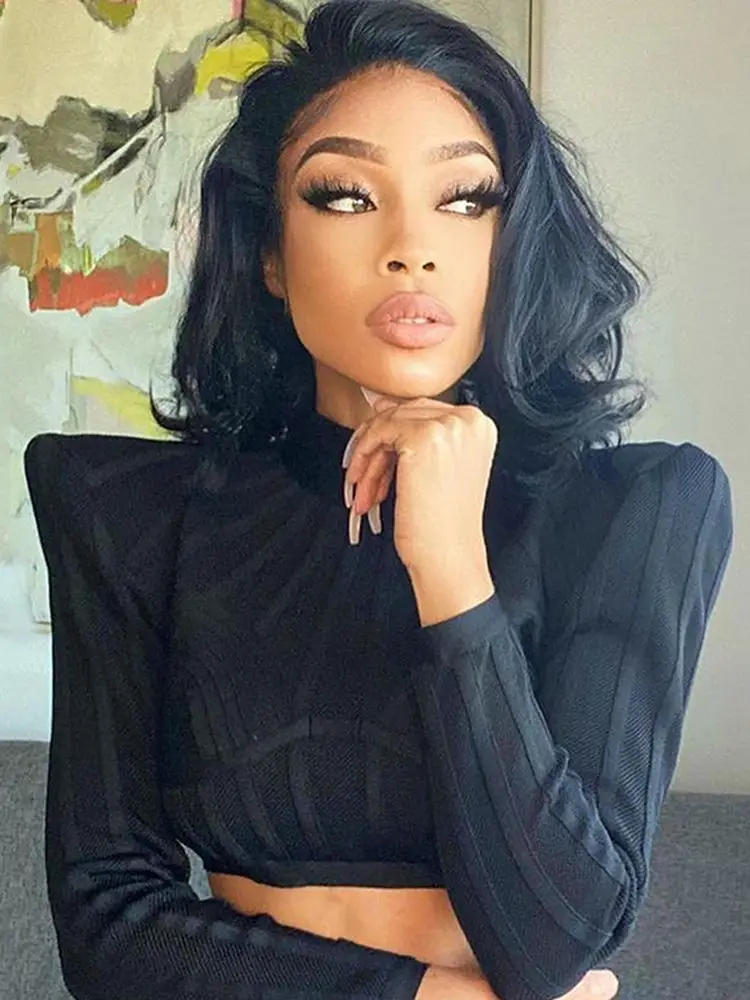 Женская короткая футболка в полоску облегающий Топ с длинным рукавом и высоким