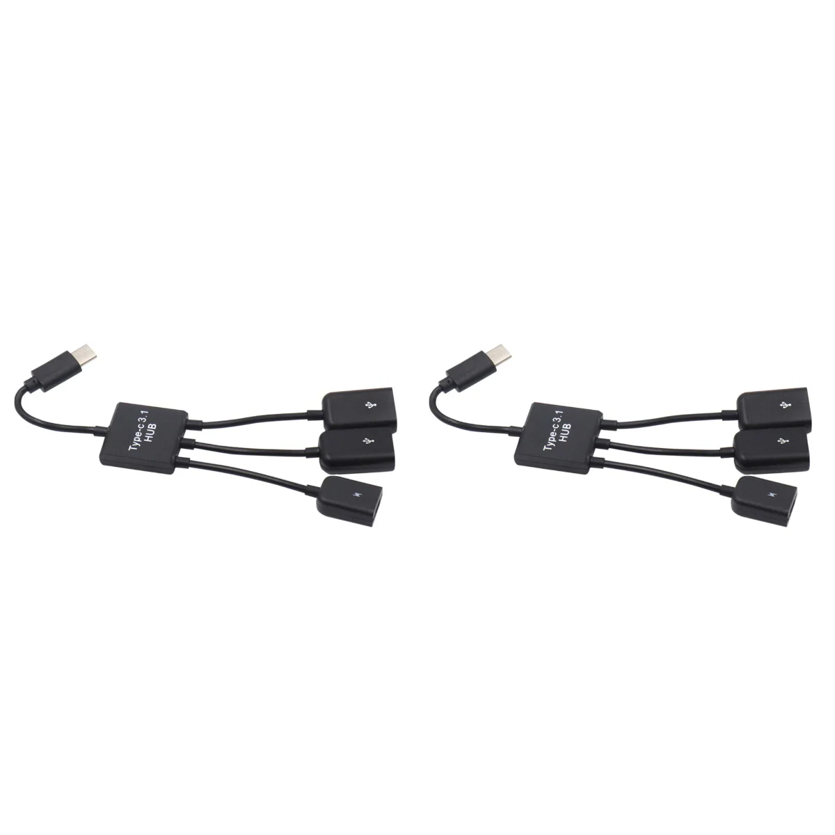 

2pcs 3 In 1 Cable 3.1 HUB Male to Female Double USB Ports Adapter Cable (Black)