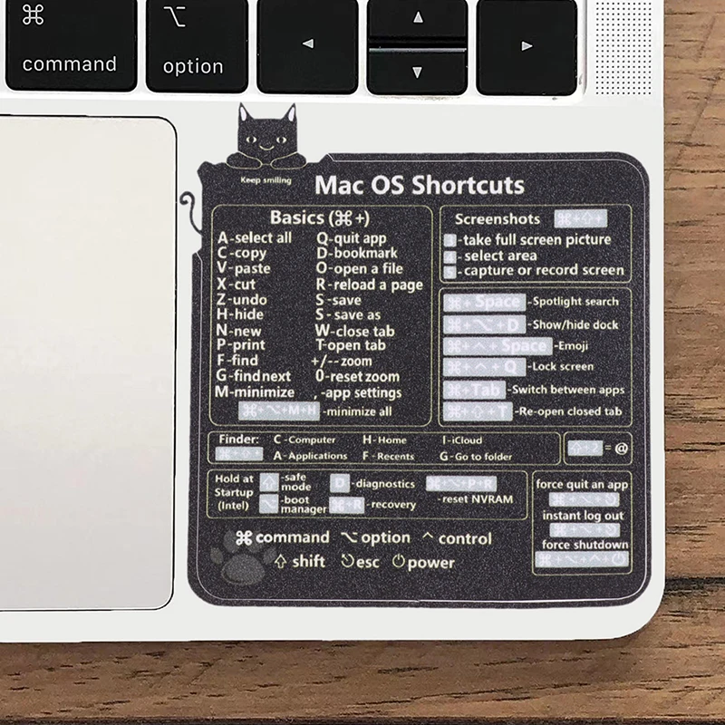 

Mac OS Reference Keyboard Computer Shortcut Sticker Adhesive Removable Stickers For Quick Reference Keyboard Guide Black