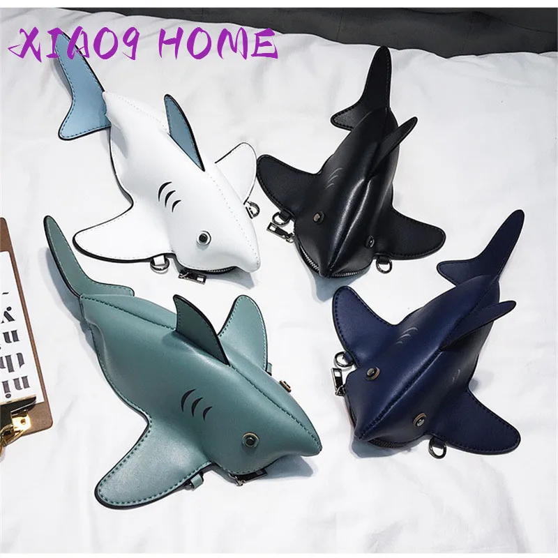 

Funny Cartoon Shark Shape Women Shoulder Bags Cartoon Chain Messenger Bag Ladies Lovely PU Leather Phone Bag Crossobdy Bags