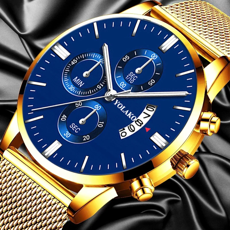 

Classic Business Men Watch Fashion Luxury Watches Stainless Steel Mesh Belt Calendar Date Quartz Wristwatch relogio masculino