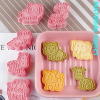 8pcsset forest animals biscuit mould plastic cookie mold pressable 3d cookie cutter baking accessories cookie stamp