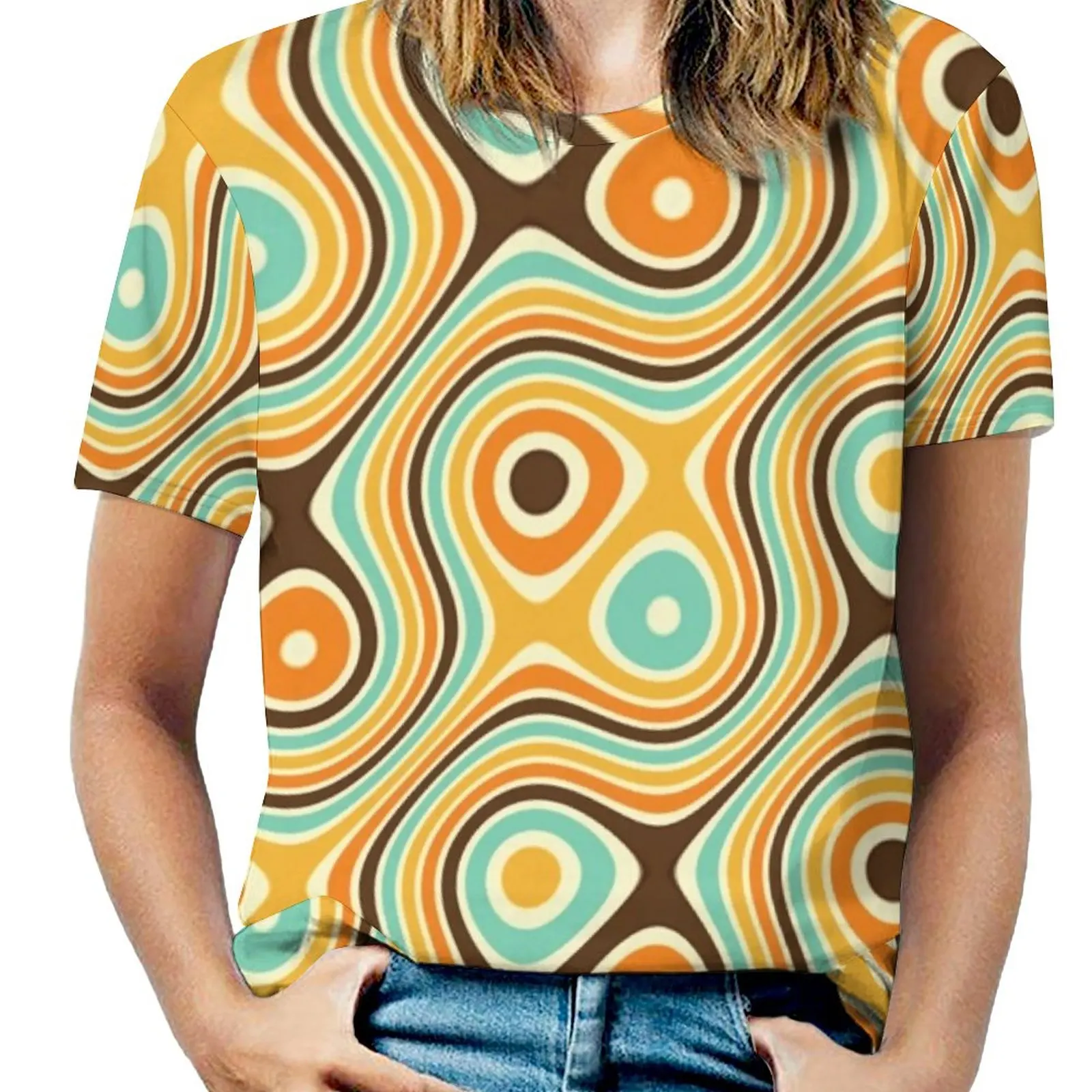 

Ретро-футболки с психоделическим принтом, Классическая футболка среднего века, оверсайз, женская футболка с коротким рукавом в стиле Харадзюку, сексуальные Графические футболки