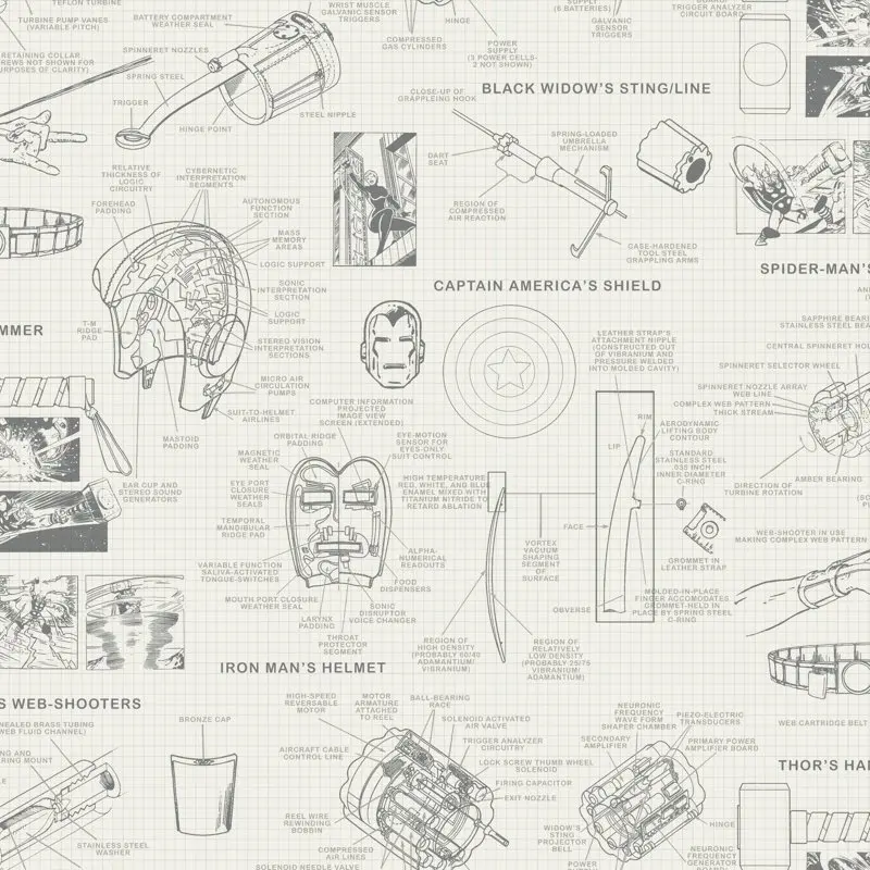 

Wallcoverings Marvels Heroes Schematics Wallpaper