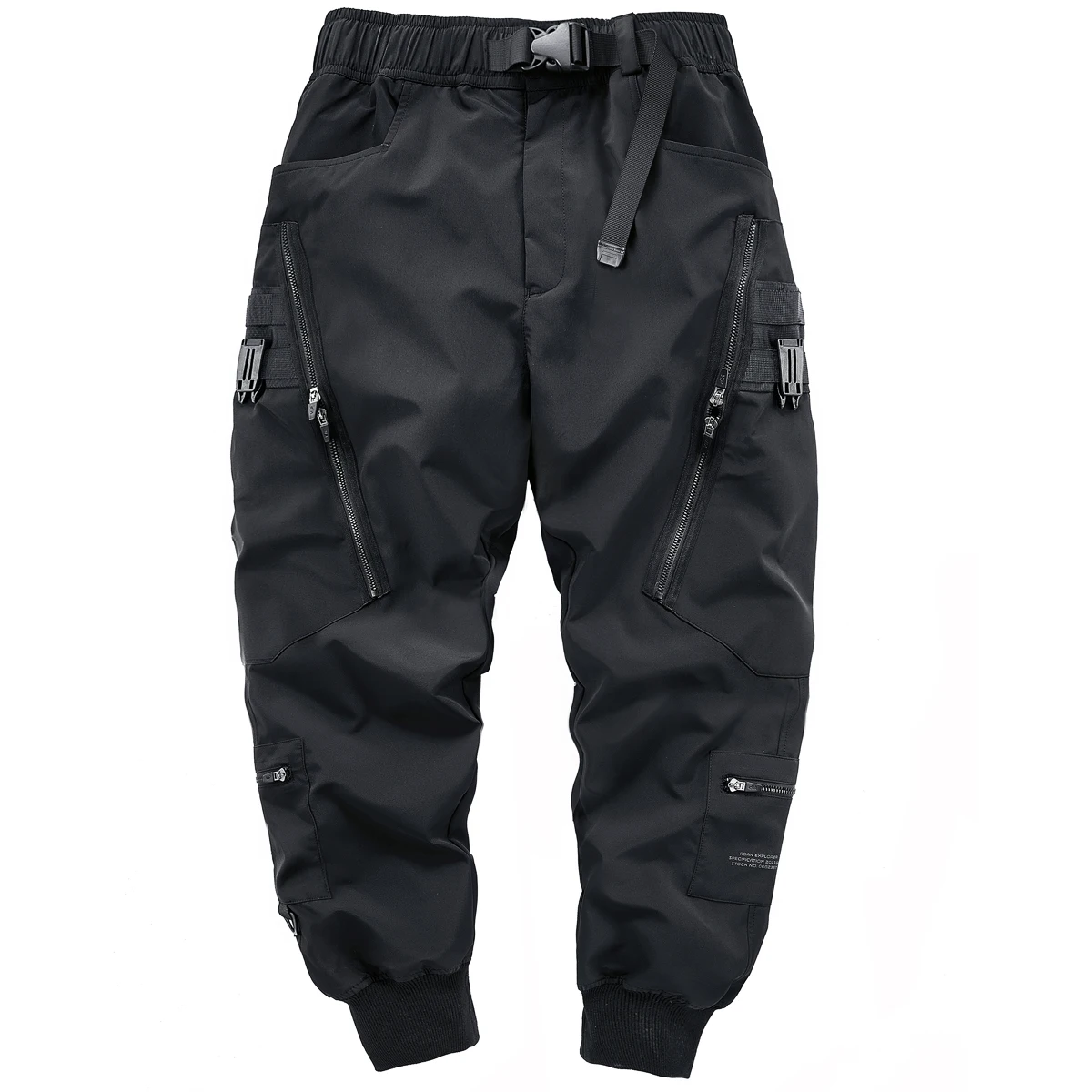 Men Tactical Cargo Pants Fashion Functional Multi Pockets Trousers Hip Hop Streetwear Zipper Pants Techwear Black WB763