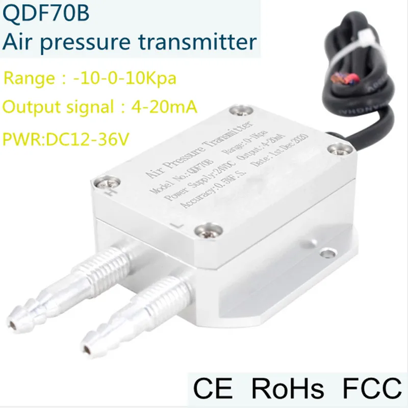 

4-20mA 0 to 1 Kpa 10Kpa 12-24 VDC Air Micro Pressure Sensor Wind Transducer