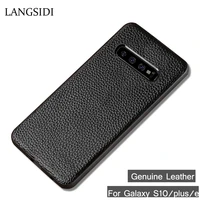 genuine leather phone case for samsung galaxy s8 s9 s10 plus case litchi texture back cover for s7 edge a50 a70 a7 a8 2018 case