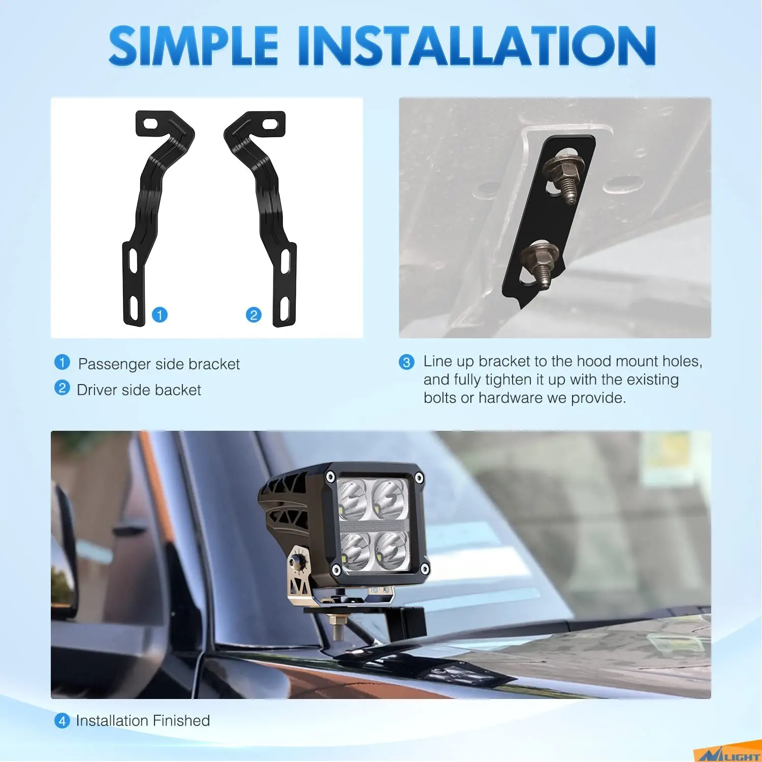 Кронштейн для капота и светодиодной подсветки вспомогательный кронштейн