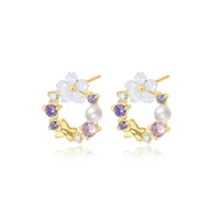 amaiyllis 925 sterling silver simple butterfly wreath stud earrings fashion temperament zircon bead earrings jewelry
