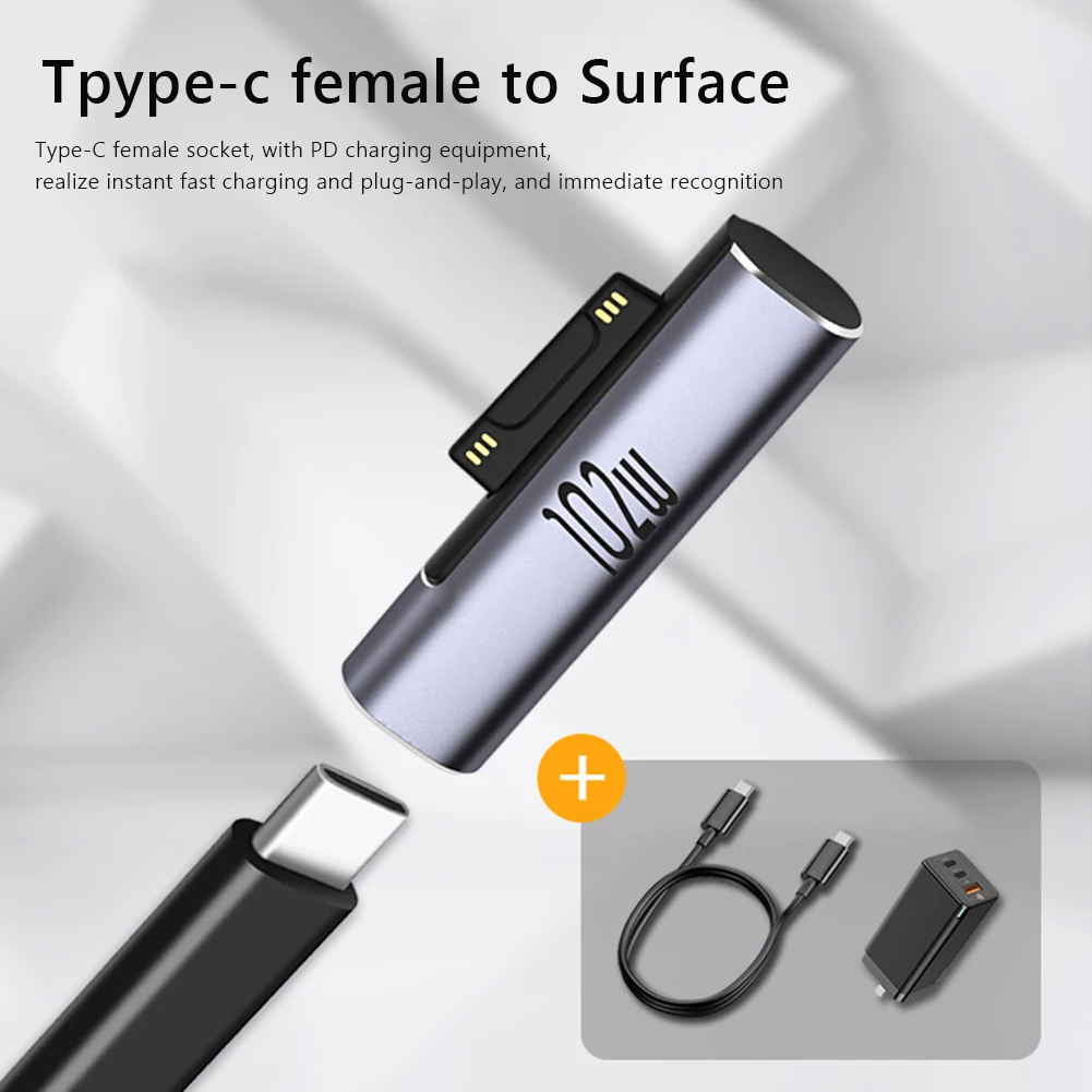 

USB Type C PD Charging Cable Power Converter Adapter Magnetic Plug Connector For Microsoft Surface Pro 3 4 5 6 7 Laptop Charger