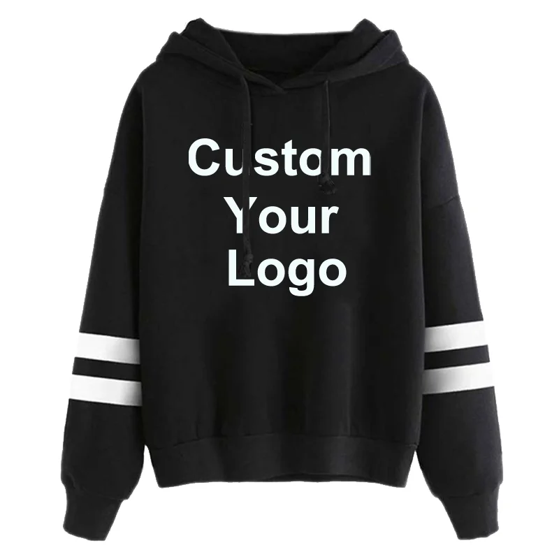 Custom Logo Hoodies Women Brand Long-sleeved Striped Spring Autumn Fashion Casual Hooded Streetwear Female Sweatshirt