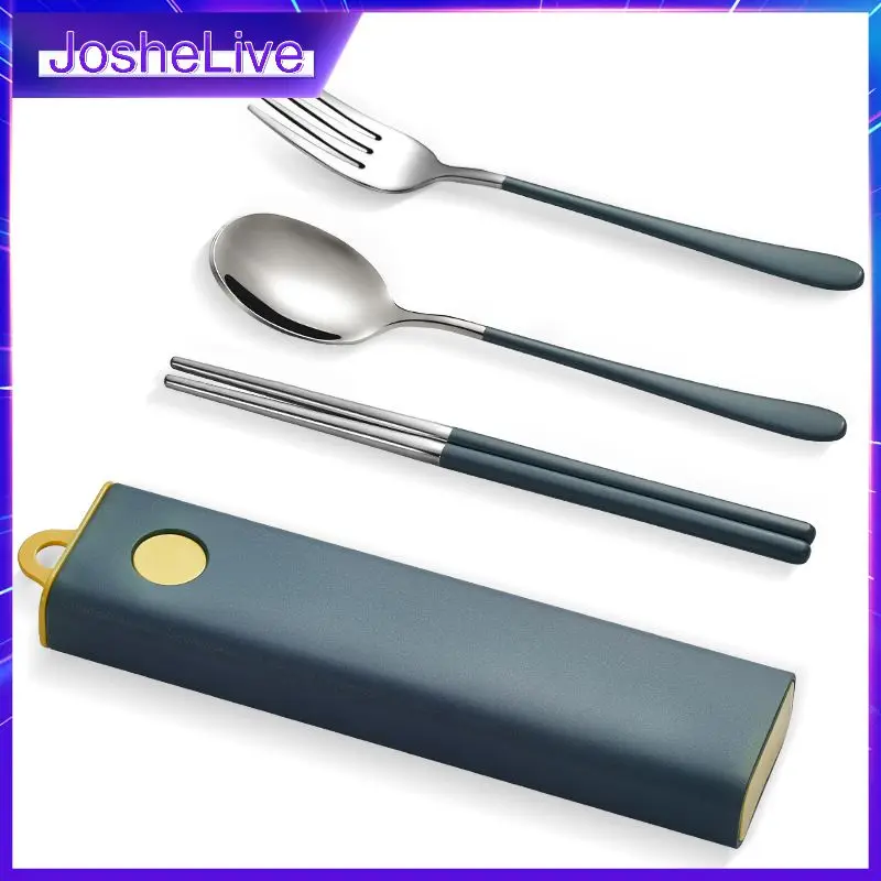 

/Set Tableware Portable Stainless Steel Creative Dinnerware Chopsticks Fork Spoonwith Box Dinner Set Travel Tableware