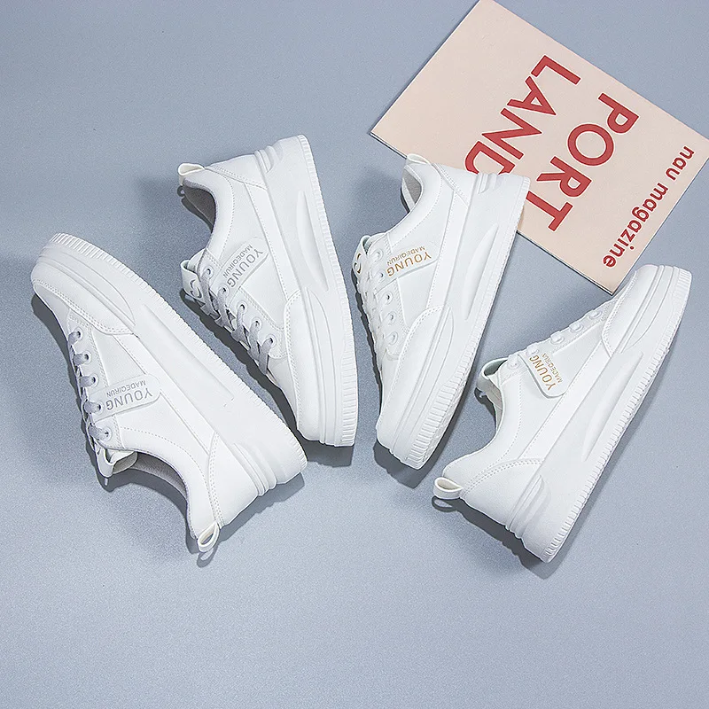 White Shoes Women's 2022 Summer New Ins Korean Version of Students Flat Casual White Shoes Low-top Thick Bottom Shoes Women