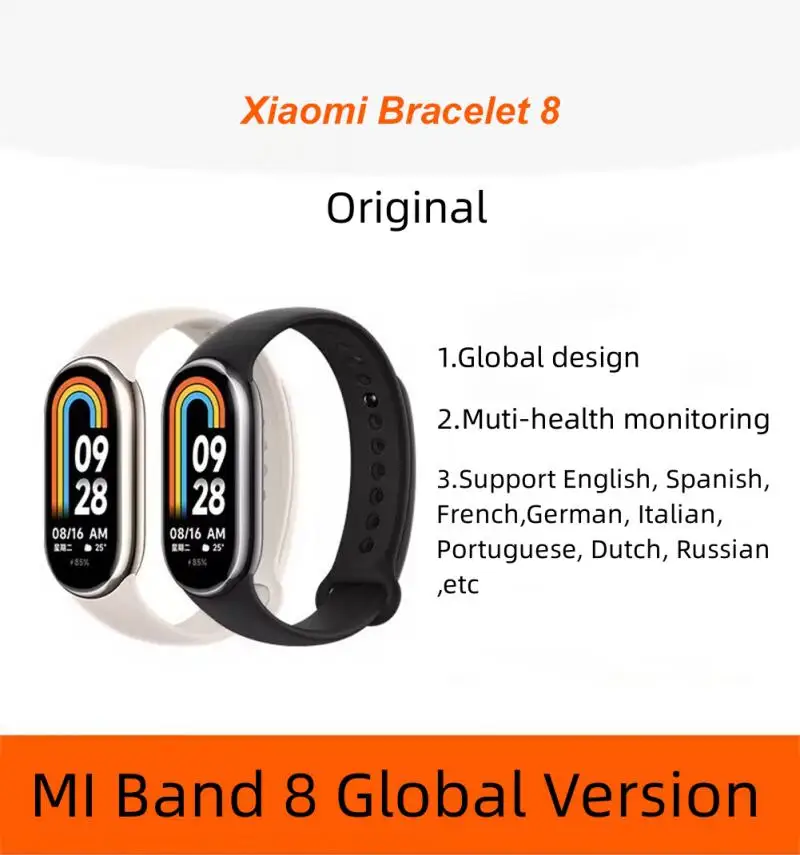 

Global Version Xiaomi Mi Band 8 Blood Oxygen Heart Rate Sleep Monitoring Multi Sport Tracking Fitness Analysis Smart Bracelet