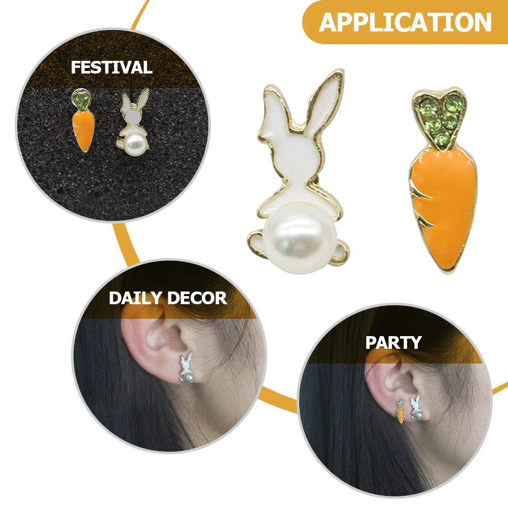 Японские и корейские серьги-морковки женские серьги-гвоздики с кроликом для
