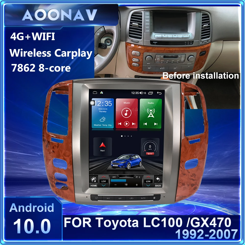 Автомобильный радиоприемник Tesla style Android 10 0 для Toyota Land Cruiser 1992-2007 LC100 LX470