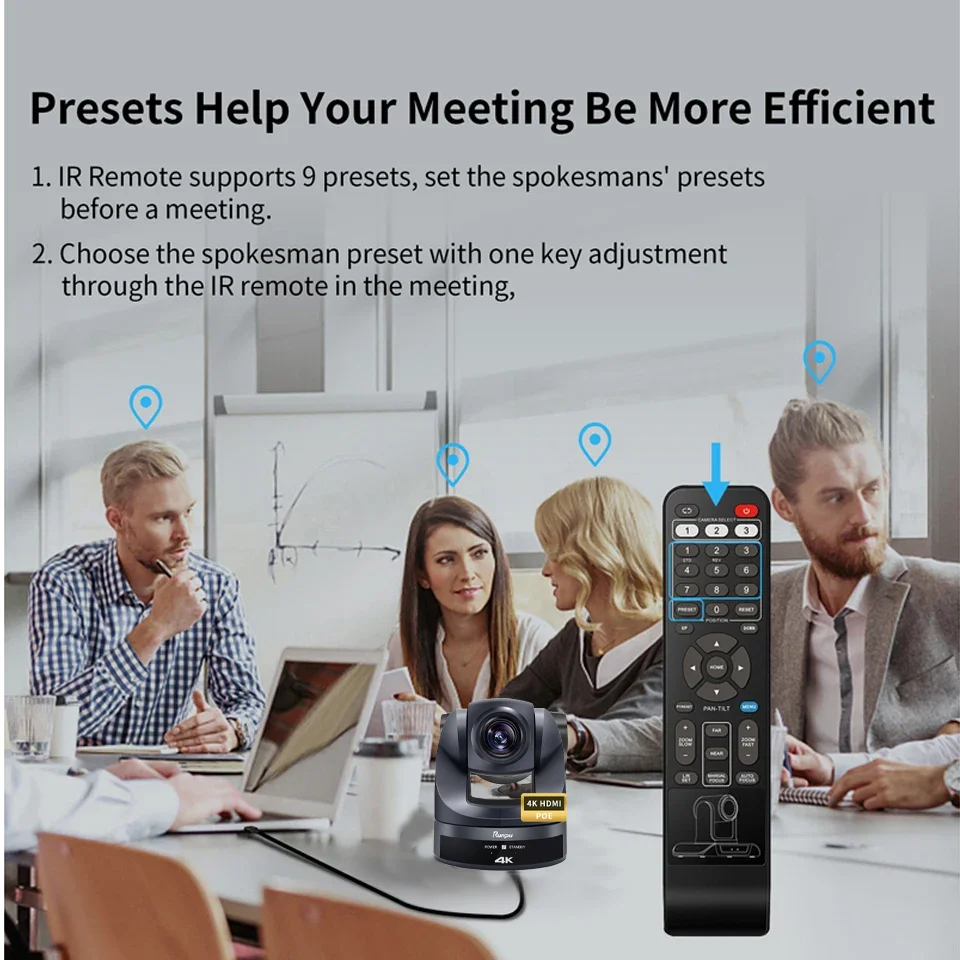 Runpu HK10UH Заводская Продажа HDMI LAN USB3.0 POE 4K Ultra HD 20X оптический зум MI PTZ оптическая